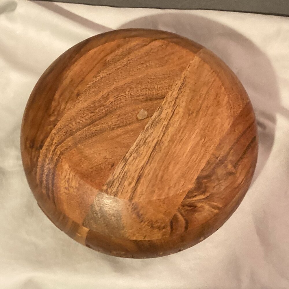 Handcrafted Rosewood Yarn Bowl-Knitting Crocheting-Starburst Design-6.5" D-EUC - Picture 5 of 8